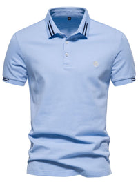 Men's Embroidered Striped Short Sleeve Polo