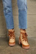East Lion Corp Lace Up Lug Booties-Teresa's Fashionista LLC