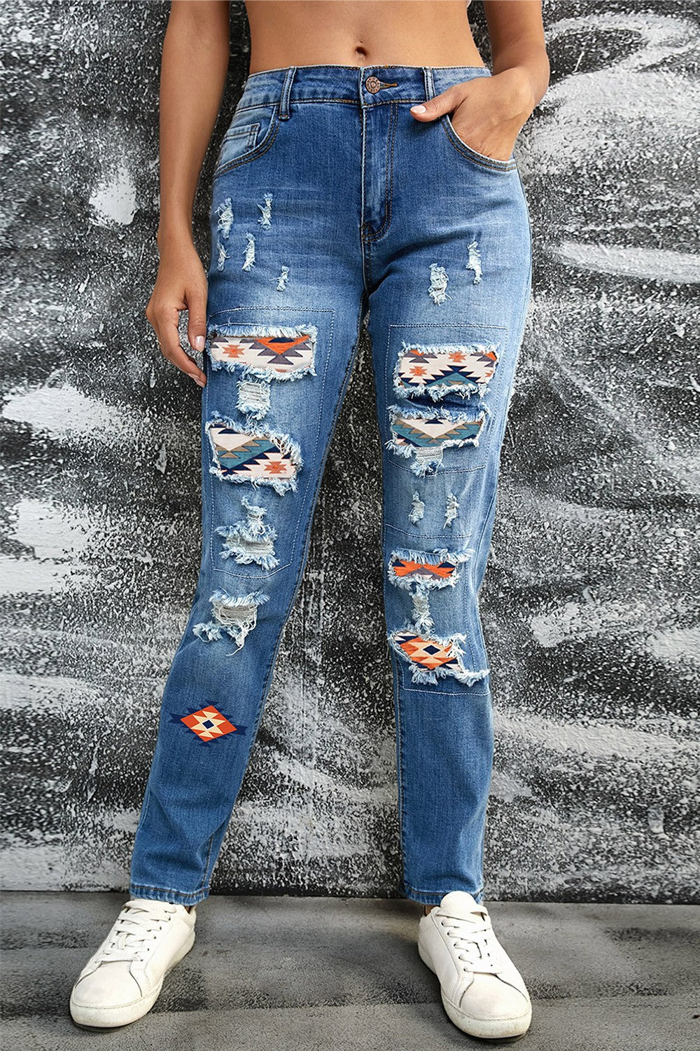 Distressed Straight Jeans with Pockets-Teresa&#39;s Fashionista LLC