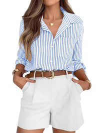 Striped Button-Down Long Sleeve Shirt