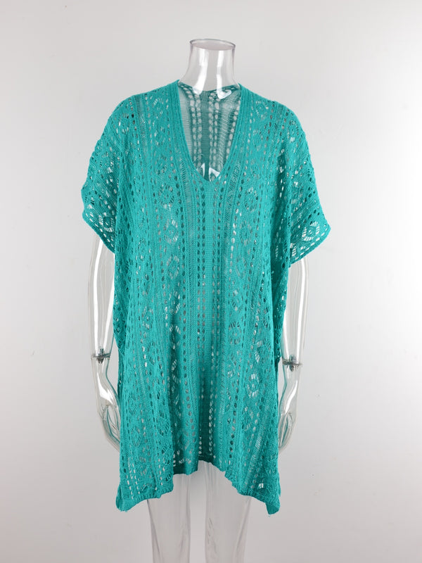 Cutout V-Neck Cover-Up with Tassel-Teresa's Fashionista LLC