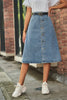 Button Front A-Line Denim Skirt-Teresa's Fashionista LLC