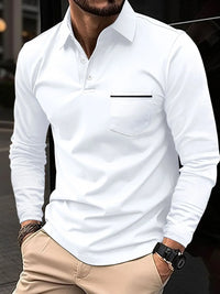 Men's Full Size Button Detail Long Sleeve Polo Plus Size