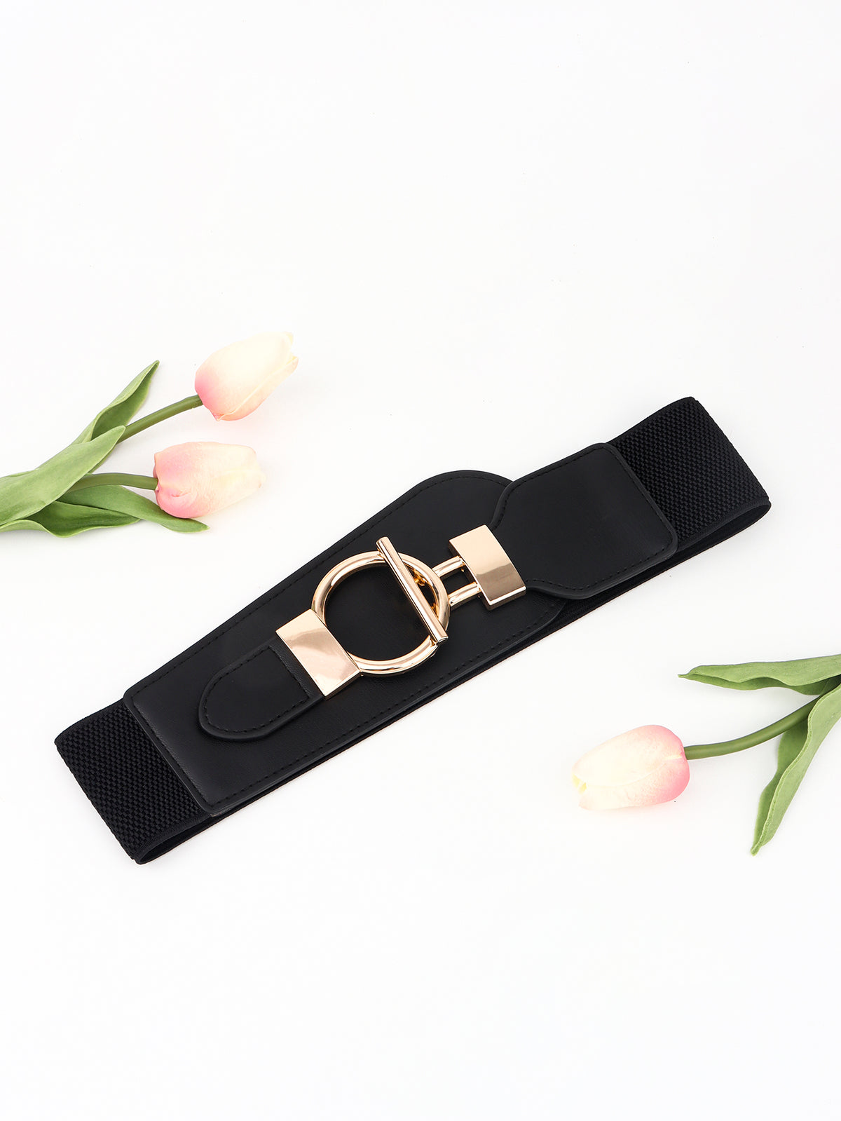 PU Elastic Wide Belt with Alloy Buckle-Teresa&#39;s Fashionista LLC
