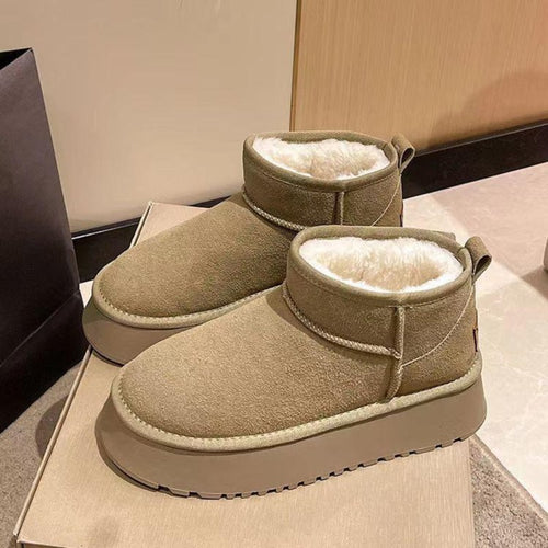 Fleece Lined Chunky Platform Mini Boots-Teresa's Fashionista LLC
