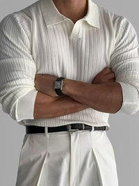 Men's Plus Size Collared Neck Long Sleeve Polo