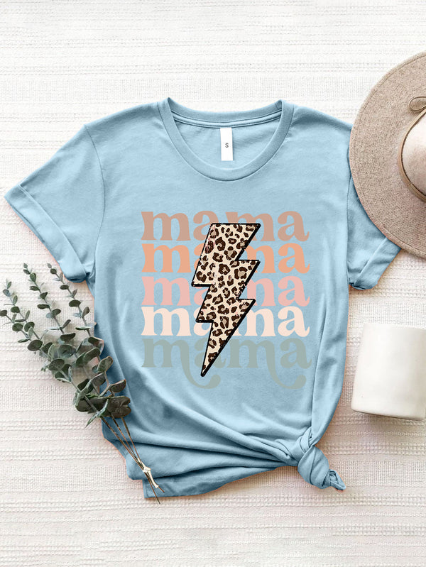 MAMA Round Neck Short Sleeve T-Shirt-Teresa's Fashionista LLC