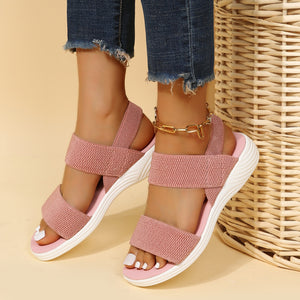 Rubber Open Toe Low Heel Sandals-Teresa's Fashionista LLC