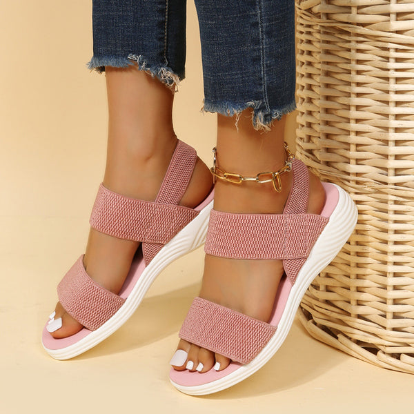 Rubber Open Toe Low Heel Sandals-Teresa's Fashionista LLC