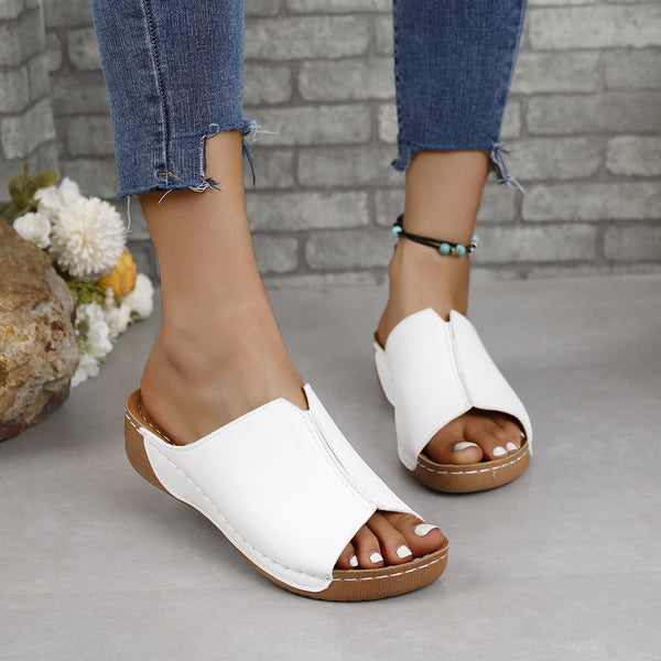 PU Leather Open Toe Sandals-Teresa's Fashionista LLC