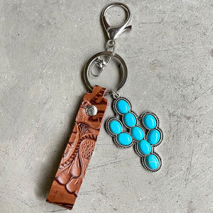 Turquoise Genuine Leather Key Chain-Teresa's Fashionista LLC