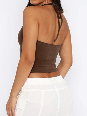 Lace Detail Halter Neck Cami-Teresa's Fashionista LLC