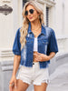 Distressed Raw Hem Button Up Denim Jacket-Teresa's Fashionista LLC