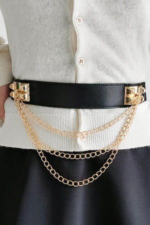 Elastic Belt with Chain-Teresa's Fashionista LLC