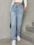 Asymmetric Waist Jeans with Pockets - Teresa's Fashionista LLC