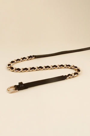 PU Chain Skinny Belt-Teresa's Fashionista LLC