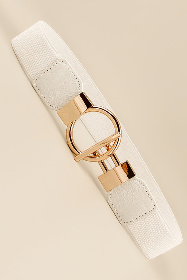 Circle Shape Buckle Zinc Alloy Buckle PU Leather Belt-Teresa's Fashionista LLC