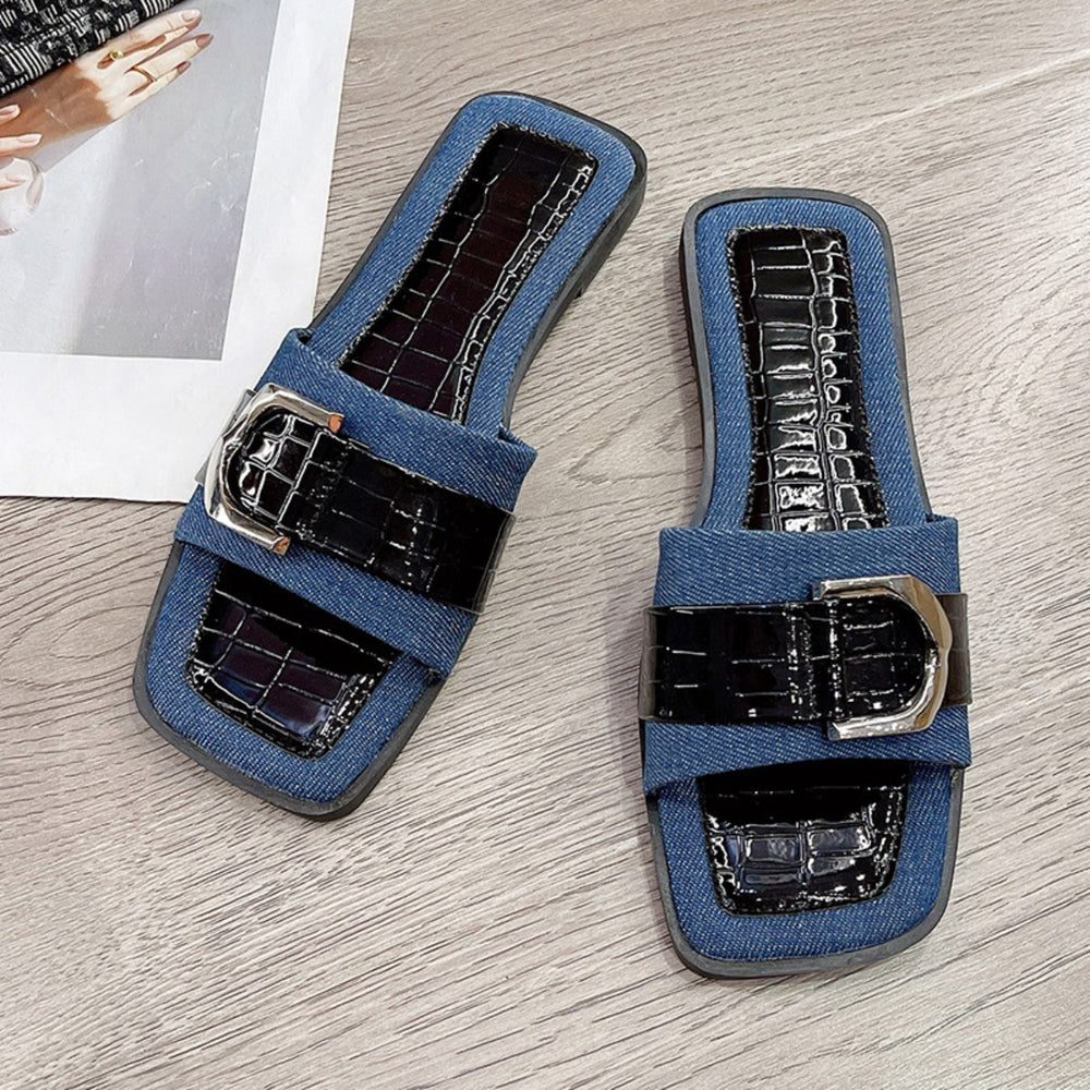Buckle Trim Open Toe Sandals-Teresa's Fashionista LLC