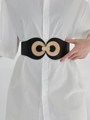 Alloy Buckle Elastic PU Belt-Teresa's Fashionista LLC