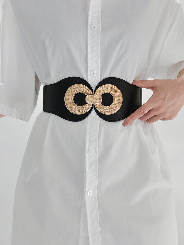 Alloy Buckle Elastic PU Belt-Teresa's Fashionista LLC