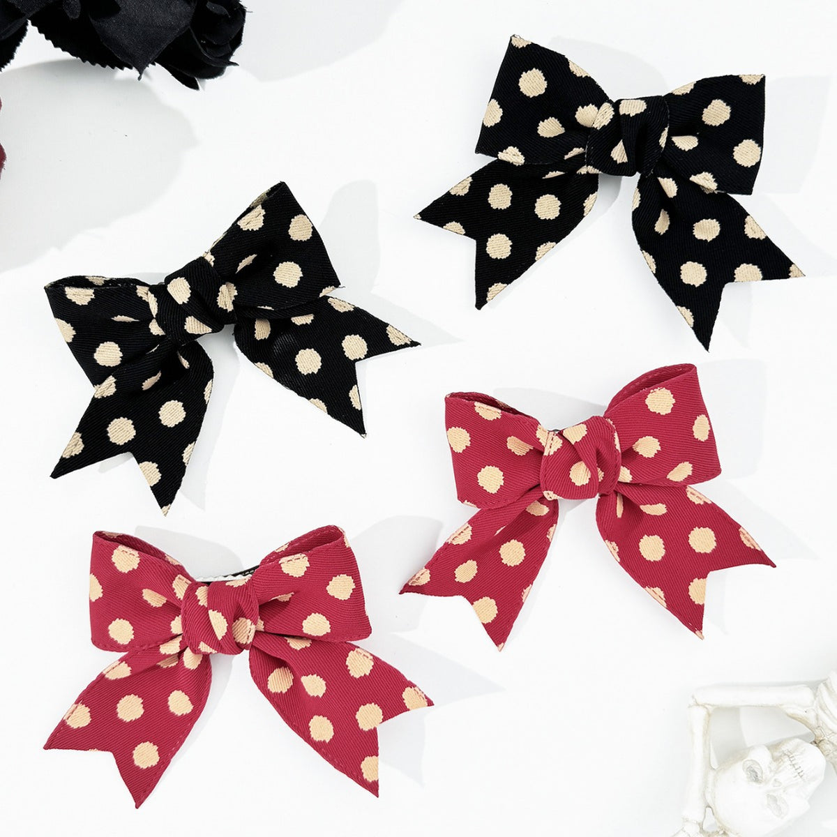 2-Piece Polka Dot Bow Hair Clip - Teresa's Fashionista LLC