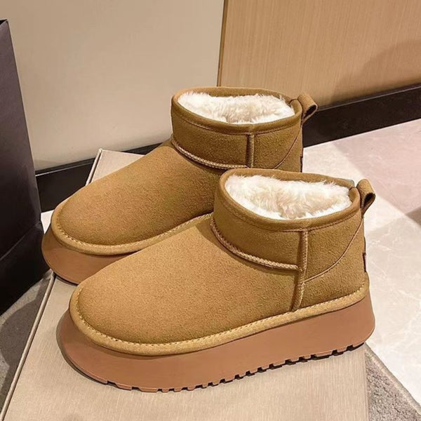 Fleece Lined Chunky Platform Mini Boots-Teresa's Fashionista LLC