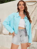 Distressed Distressed Button Up Denim Jacket-Teresa's Fashionista LLC