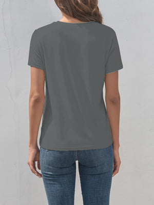 Heart Round Neck Short Sleeve T-Shirt-Teresa's Fashionista LLC