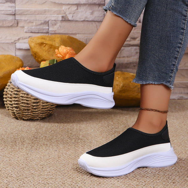 Mesh Contrast Flat Slip-Ons-Teresa's Fashionista LLC