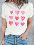 Heart Round Neck Short Sleeve T-Shirt-Teresa's Fashionista LLC