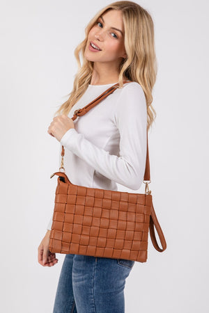Fame Faux Leather Basket Weave  Crossbody Bag - Teresa's Fashionista LLC