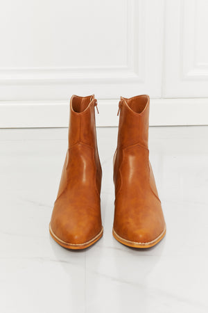 MMShoes Watertower Town Faux Leather Western Ankle Boots in Ochre-Teresa's Fashionista LLC