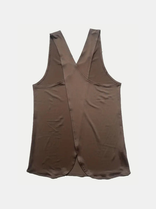 Crisscross Scoop Neck Active Tank-Teresa's Fashionista LLC