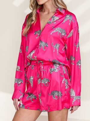Animal Button Up Shirt and Shorts Set-Teresa's Fashionista LLC