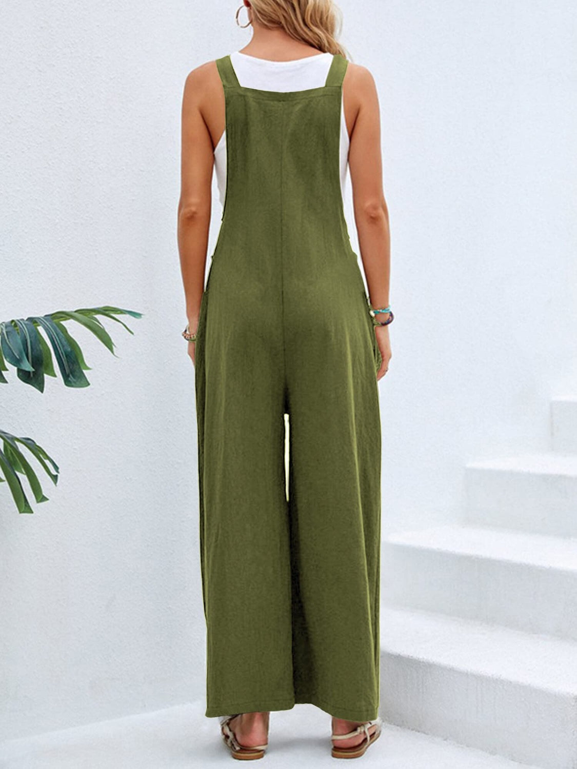 Full Size Square Neck Wide Strap Overalls - Teresa's Fashionista LLC