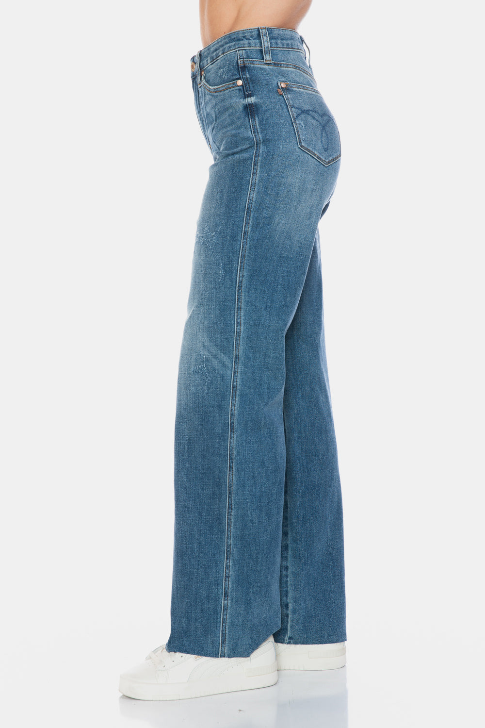 Judy Blue Full Size Tummy Control Cut Raw Hem Straight Jeans - Teresa's Fashionista LLC