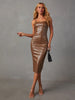 PU Slit Midi Dress-Teresa's Fashionista LLC