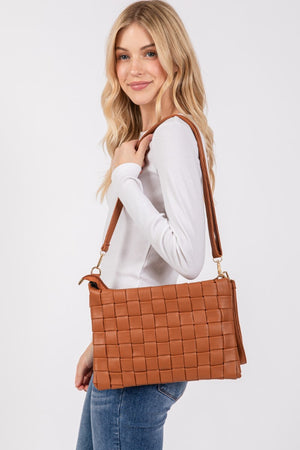 Fame Faux Leather Basket Weave  Crossbody Bag - Teresa's Fashionista LLC