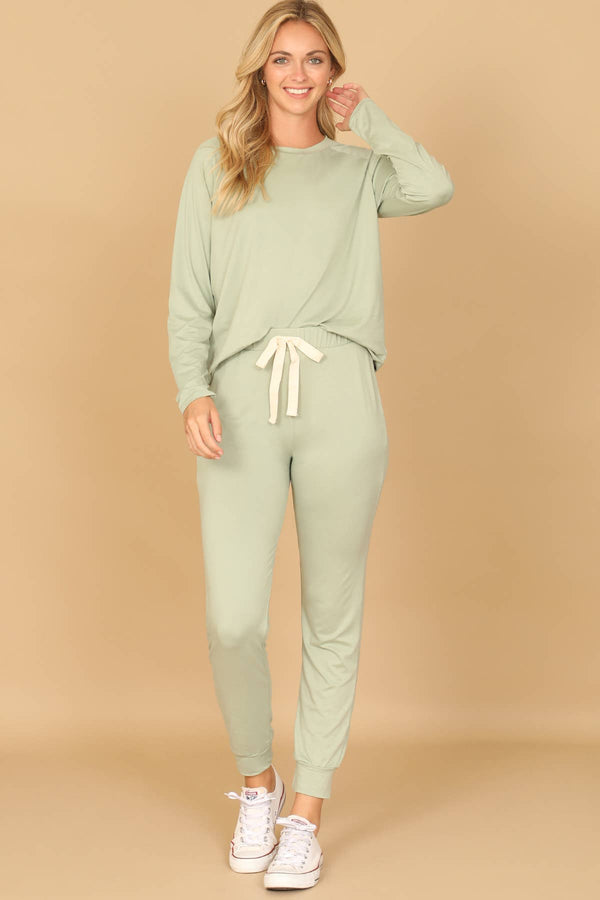 YMP40001V-SOLID LONG SLEEVE TOP AND JOGGERS SET