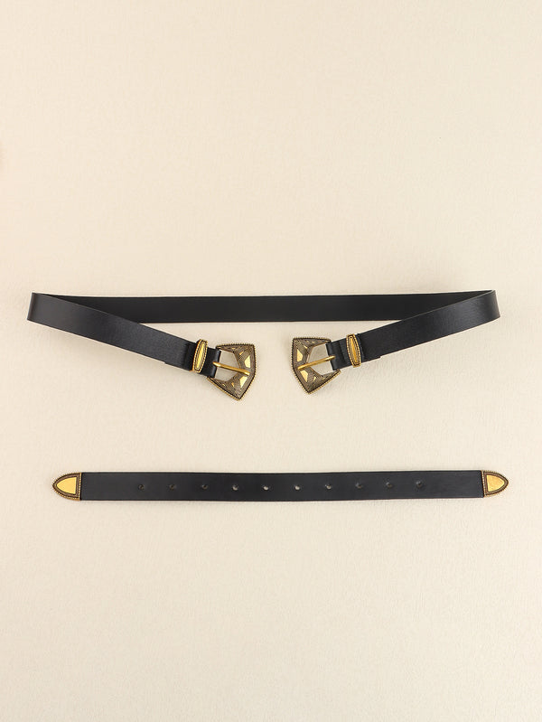Double Buckle PU Leather Belt-Teresa's Fashionista LLC