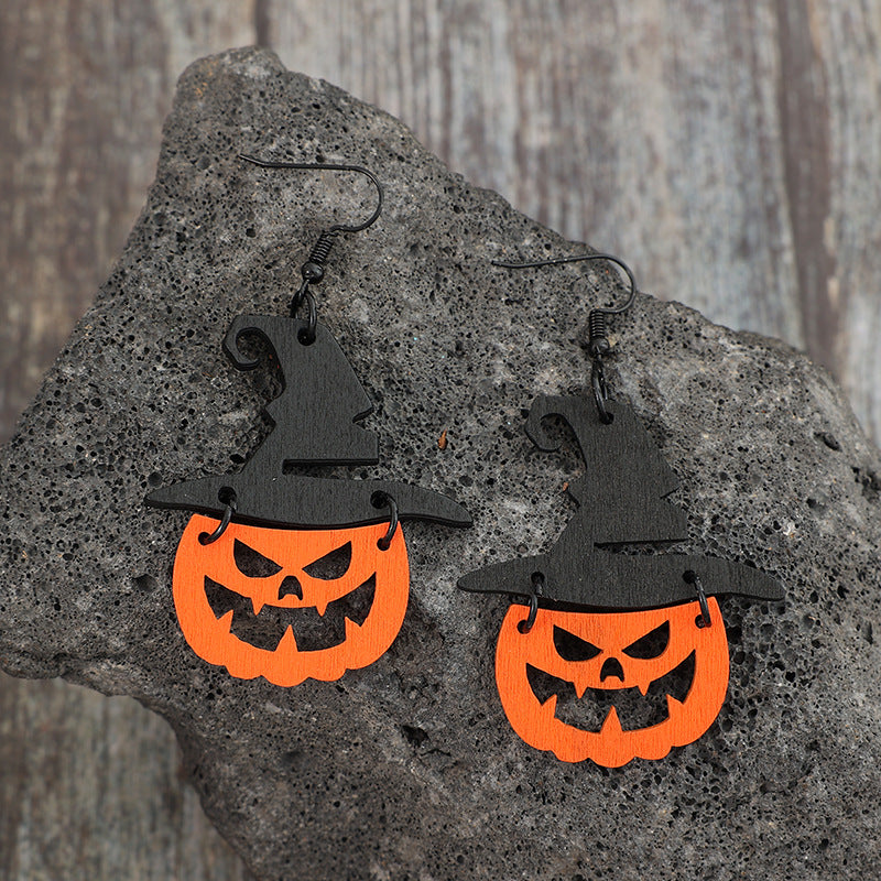 Wooden Pumpkin Shape Earrings - Teresa's Fashionista LLC