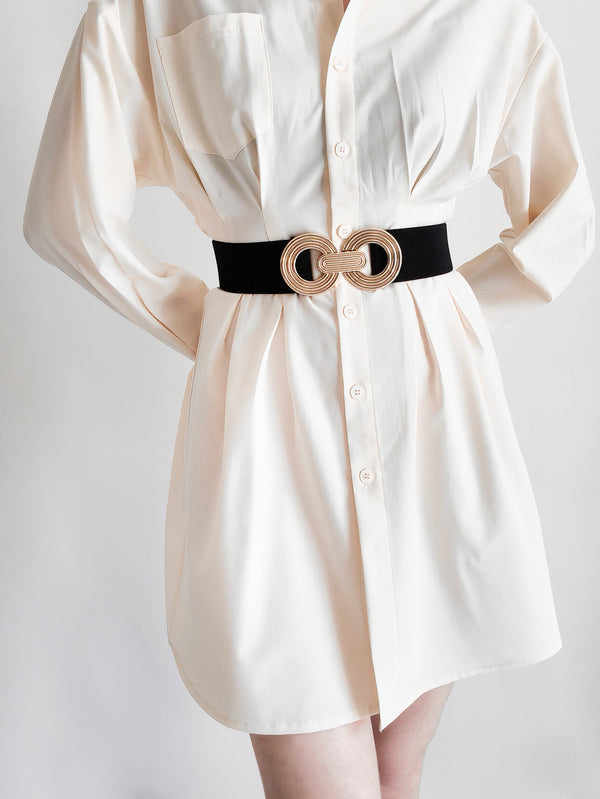 Geometric Buckle Elastic Wide Belt-Teresa's Fashionista LLC