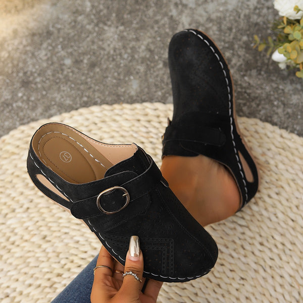 Suede Round Toe Wedge Sandals-Teresa's Fashionista LLC