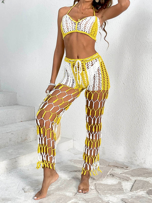 Cutout Halter Neck Top and Pants Two-Piece Swim Set-Teresa's Fashionista LLC