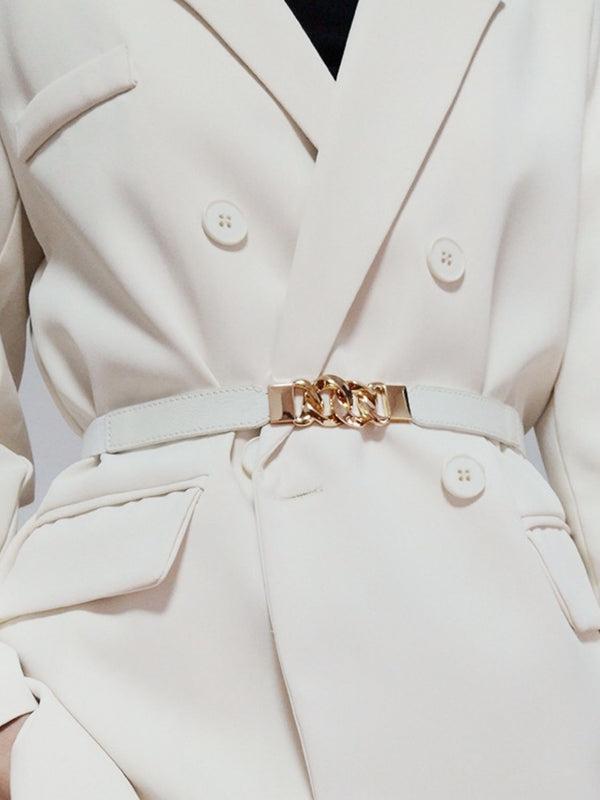 Zinc Alloy Buckle Elastic PU Belt-Teresa's Fashionista LLC