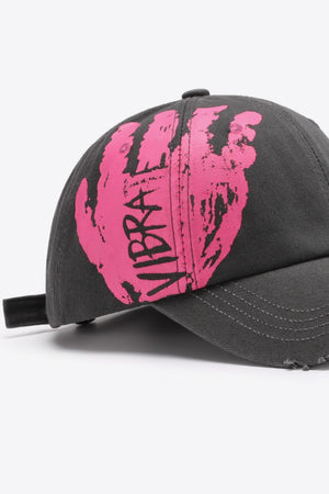 VIBRA Graphic Distressed Adjustable Baseball Cap-Teresa's Fashionista LLC