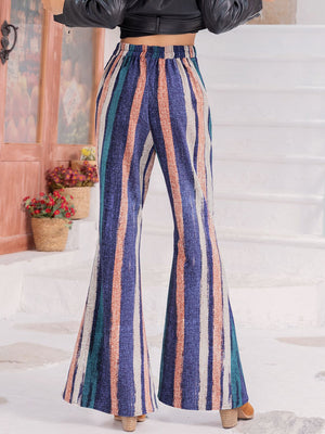 Striped Flare Leg Pants-Teresa's Fashionista LLC