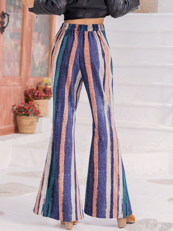 Striped Flare Leg Pants-Teresa's Fashionista LLC