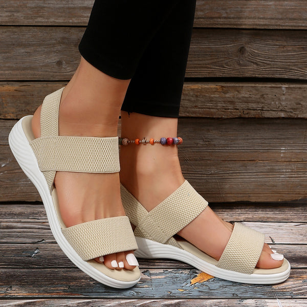 Rubber Open Toe Low Heel Sandals-Teresa's Fashionista LLC