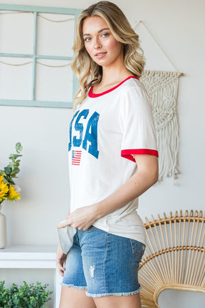 Heimish Full Size USA Contrast Trim Short Sleeve T-Shirt-Teresa's Fashionista LLC